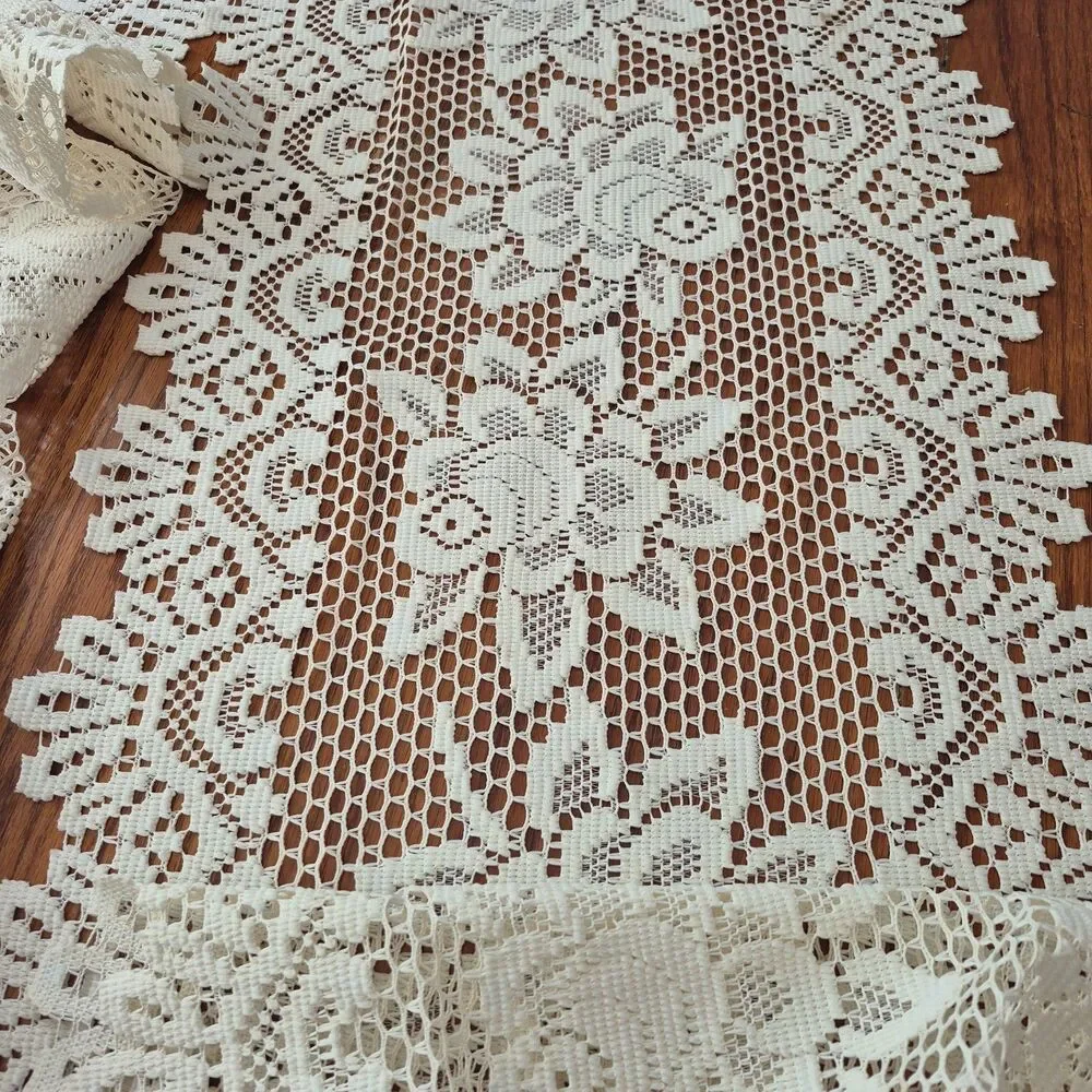 Lot of 9 Vintage Cottagecore White Cream Floral Lace Table Runners or Doilies